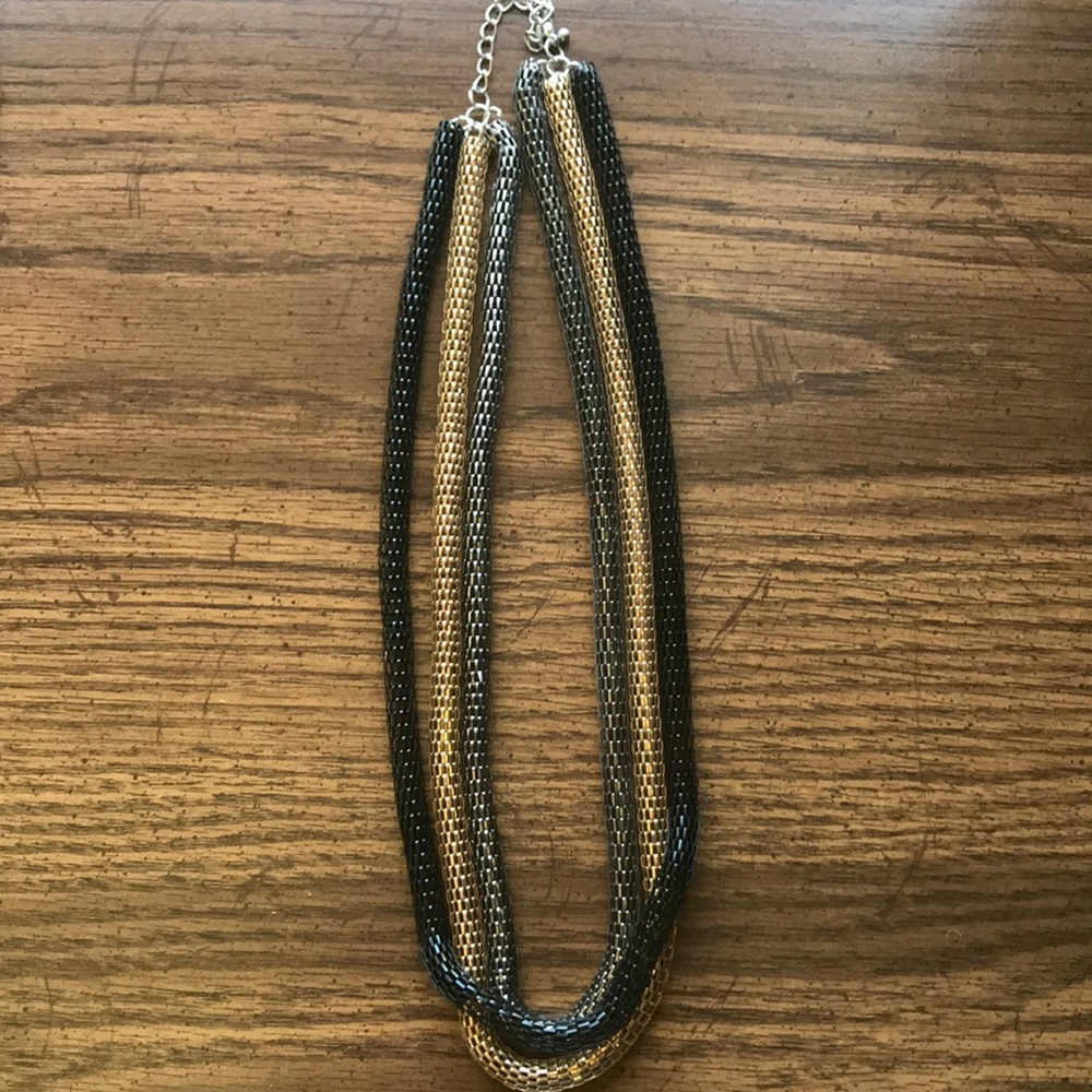 Black gold and silver necklace